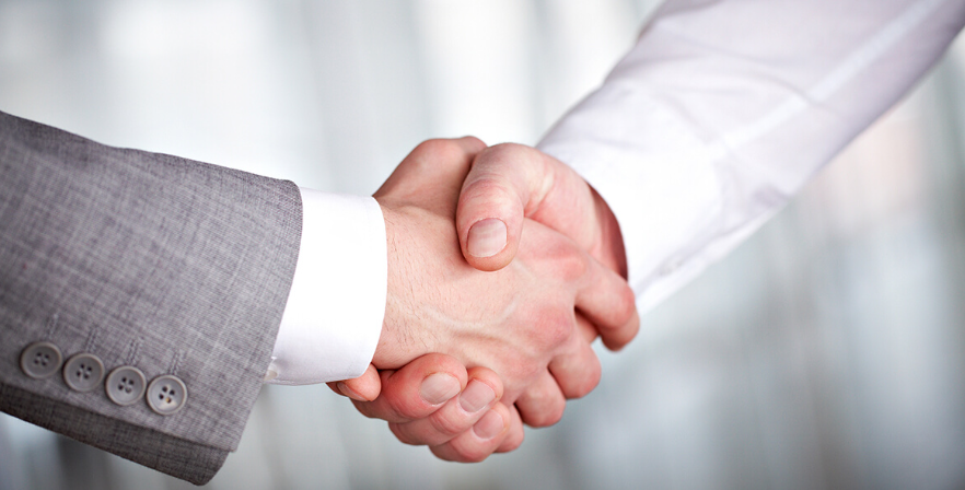 Ilustração de um aperto de mão de cooperação