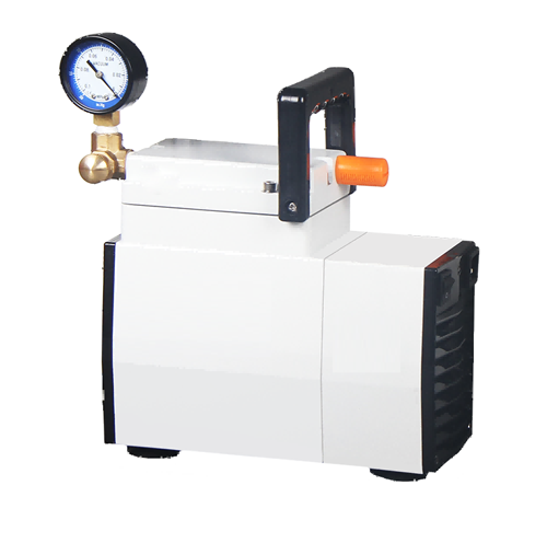 Vista frontal da bomba de vácuo de diafragma isenta de óleo