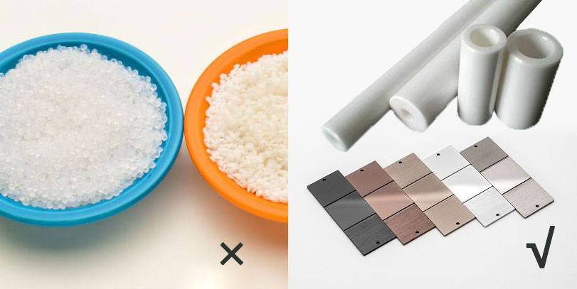 Metals and ceramics√, polymers or other materials sensitive to high temperature and pressure×