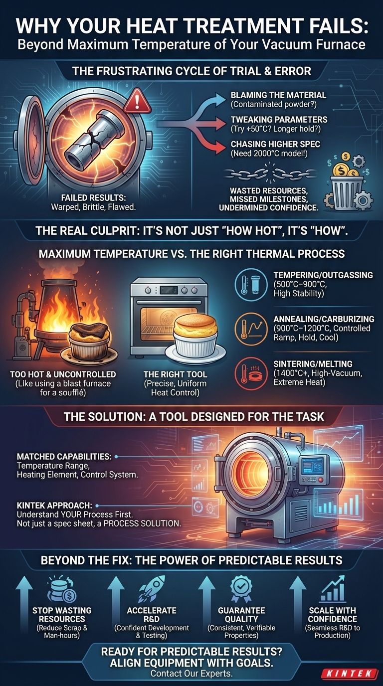 Por qué su tratamiento térmico falla: Más allá de la temperatura máxima de su horno de vacío Guía Visual