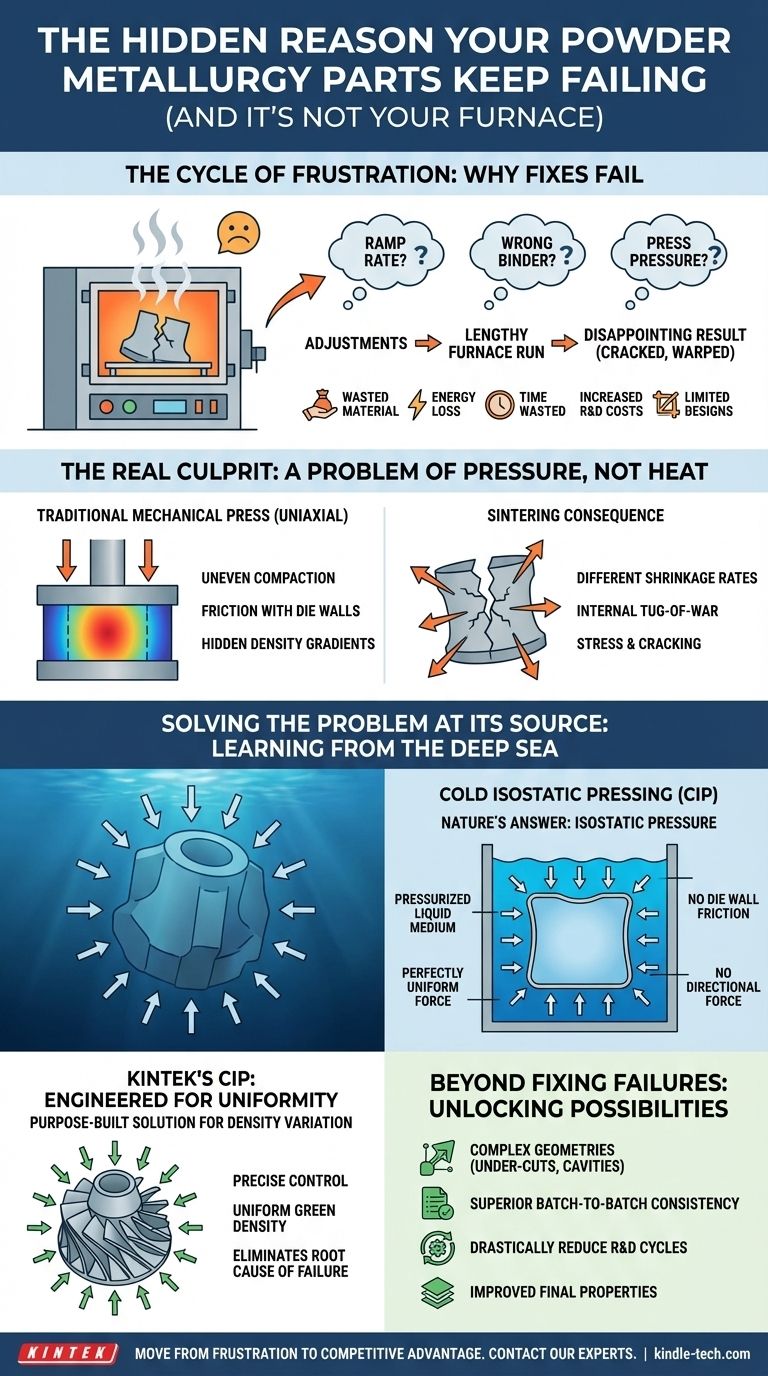 La ragione nascosta per cui i tuoi pezzi di metallurgia delle polveri continuano a fallire (e non è il tuo forno) Guida Visiva