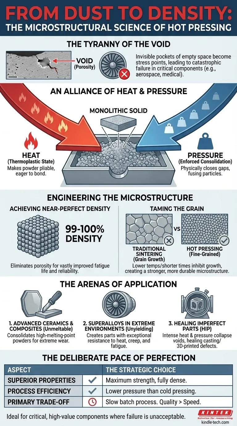 Von Staub zu Dichte: Die mikrostrukturelle Wissenschaft des Heißpressens Visuelle Anleitung