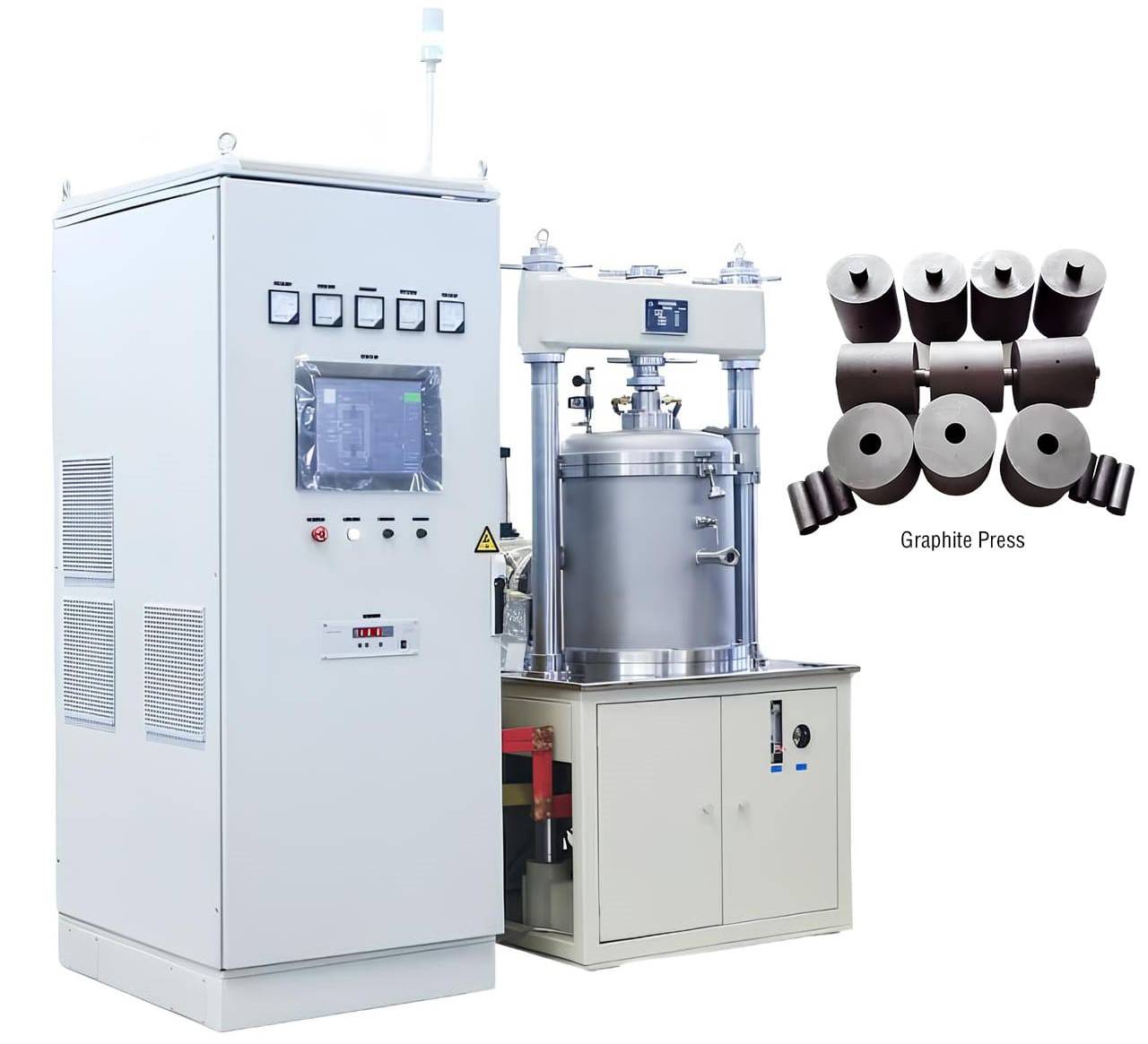 Vacuum hot press furnace and graphite press