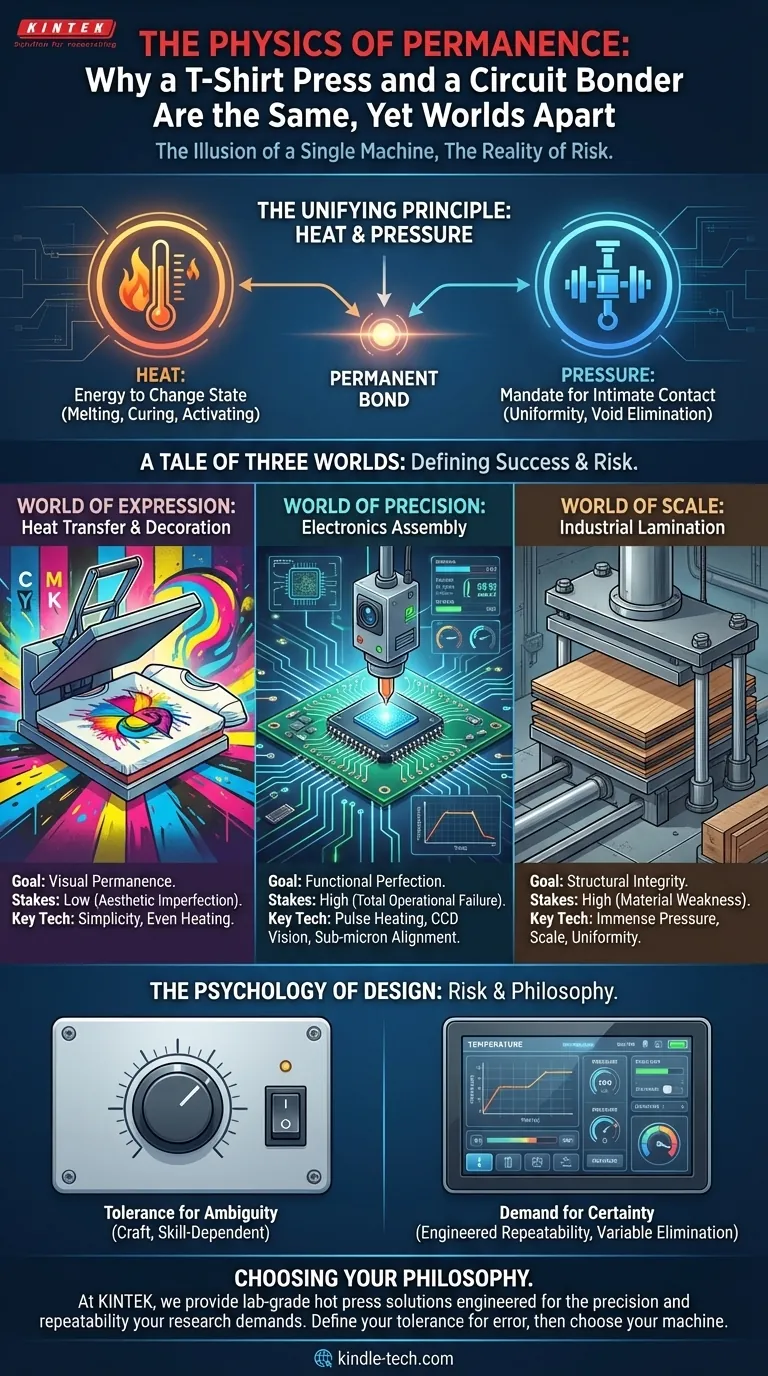 La Fisica della Permanenza: Perché una Pressa per Magliette e una Saldatrice di Circuiti Sono Uguali, Eppure Mondi a Parte Guida Visiva