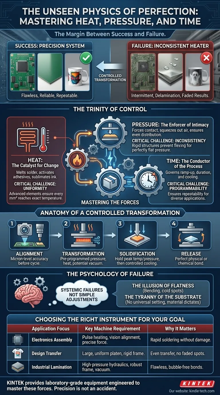A Física Invisível da Perfeição: Dominando Calor, Pressão e Tempo Guia Visual