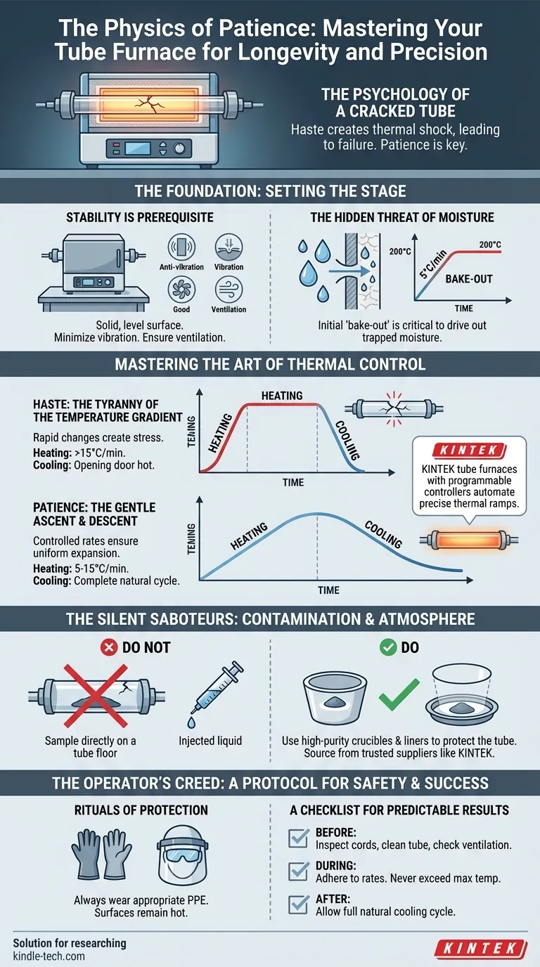 La physique de la patience : pourquoi votre four tubulaire exige une main lente Guide Visuel