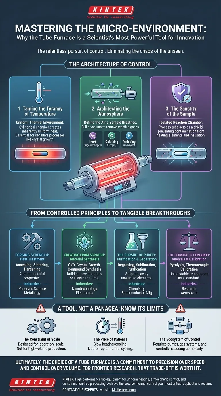 Dominando el Microentorno: Por Qué el Horno de Tubo es la Herramienta Más Poderosa de un Científico para la Innovación Guía Visual