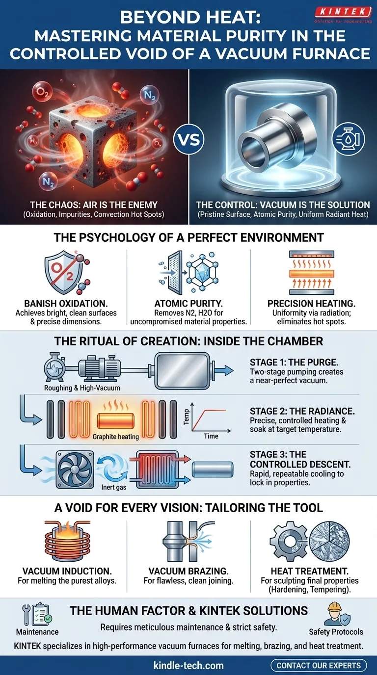 Más allá del calor: Dominando la pureza del material en el vacío controlado de un horno de vacío Guía Visual