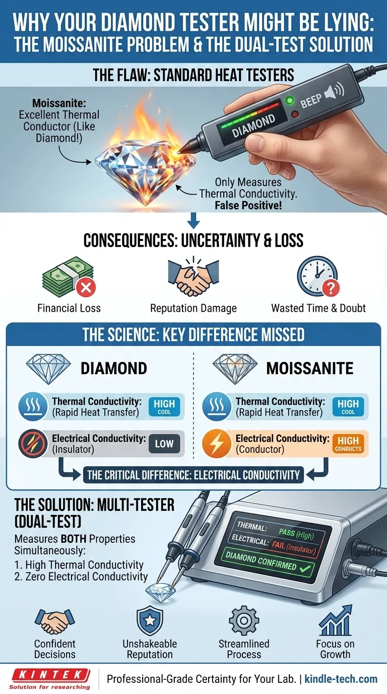 Il tuo tester per diamanti potrebbe mentire: perché la moissanite lo inganna e come ottenere risultati accurati Guida Visiva