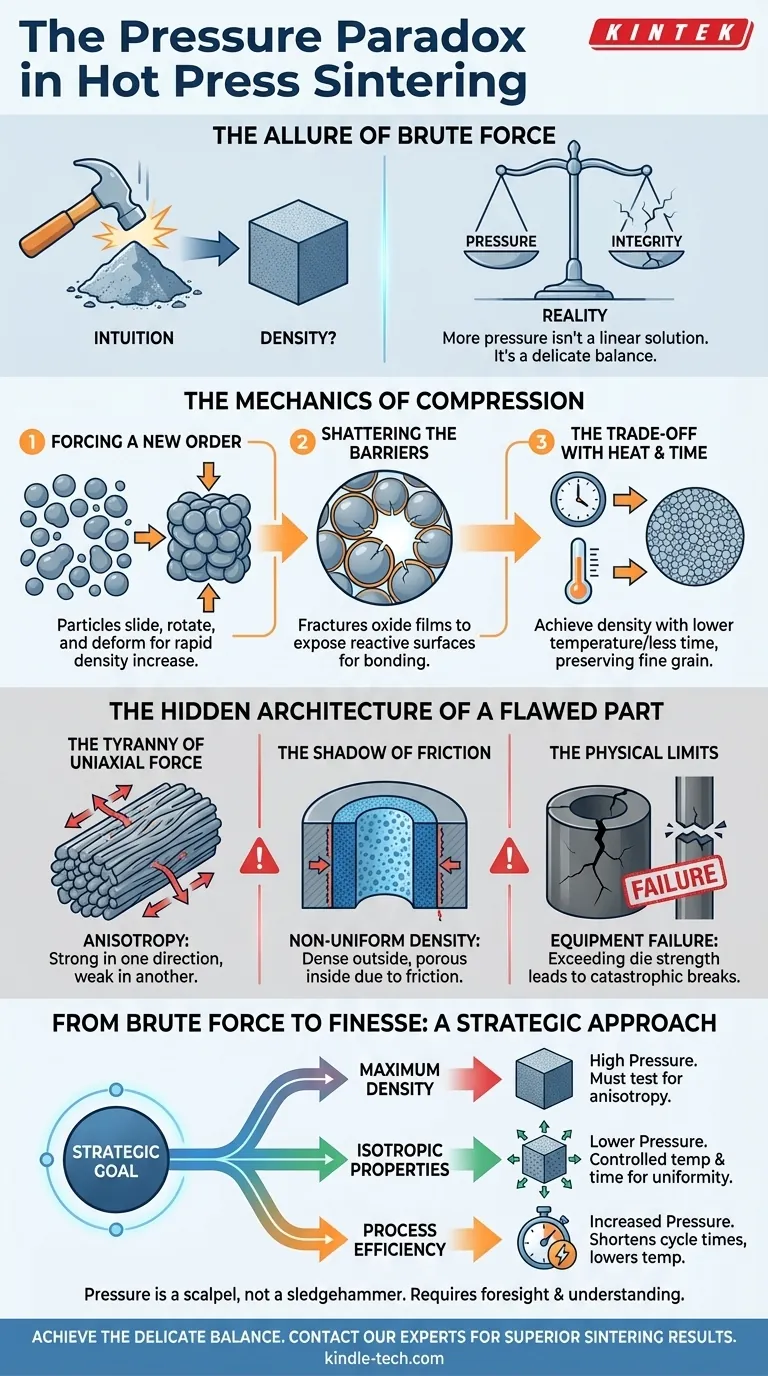 圧力のパラドックス：熱間プレス焼結において、より多くが常に最良とは限らない理由 ビジュアルガイド