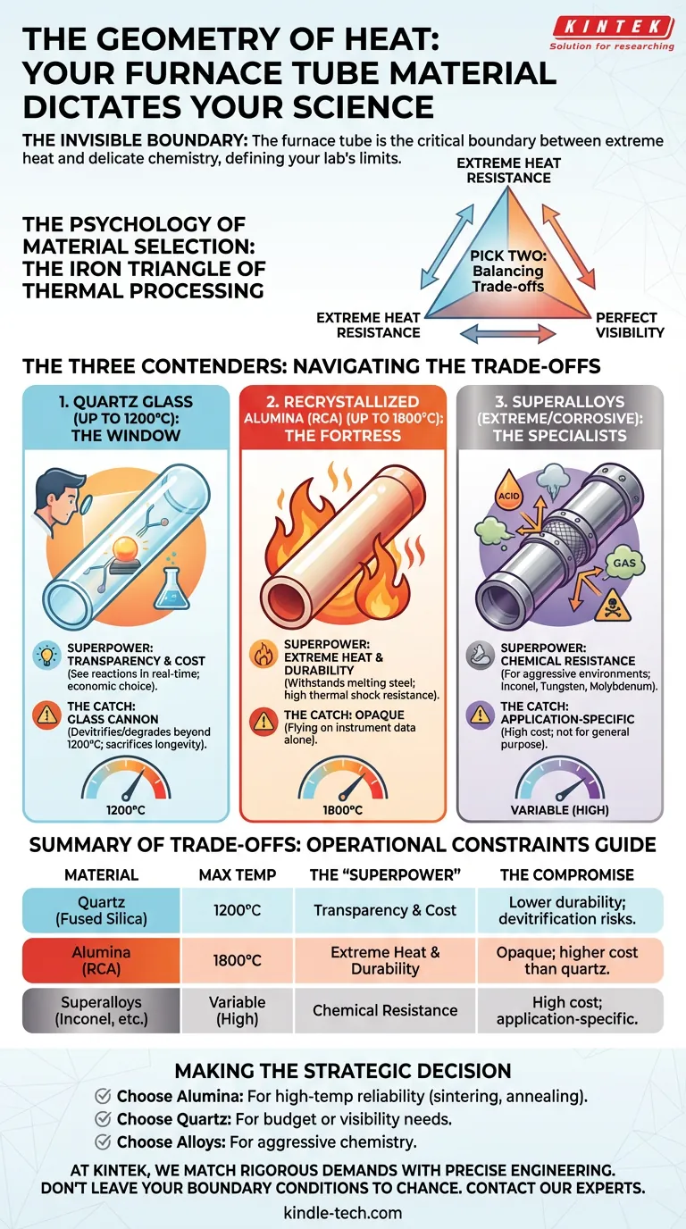 A Geometria do Calor: Por Que o Material do Seu Tubo de Forno Dita a Sua Ciência Guia Visual