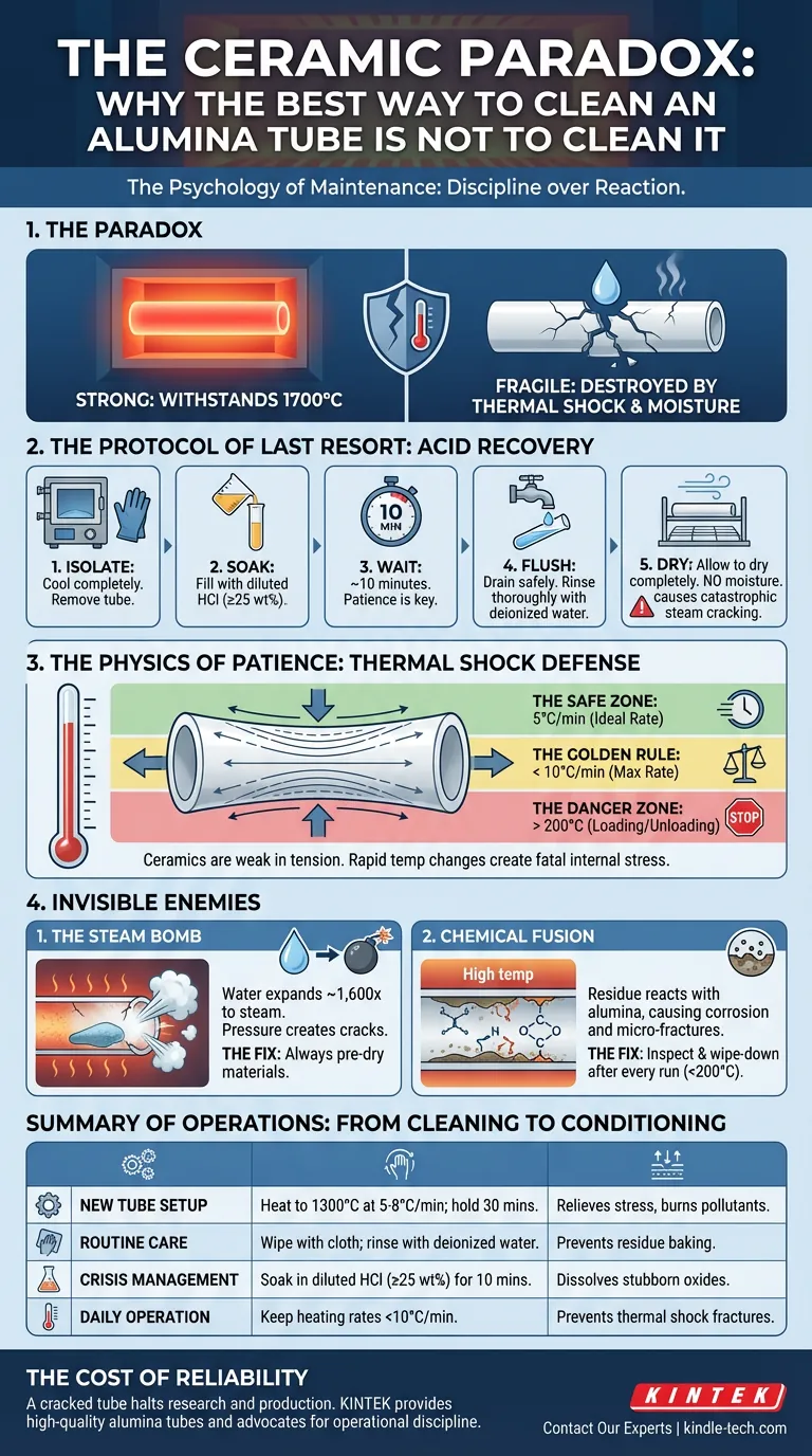 O Paradoxo da Cerâmica: Por Que a Melhor Maneira de Limpar um Tubo de Alumina é Não Limpá-lo Guia Visual