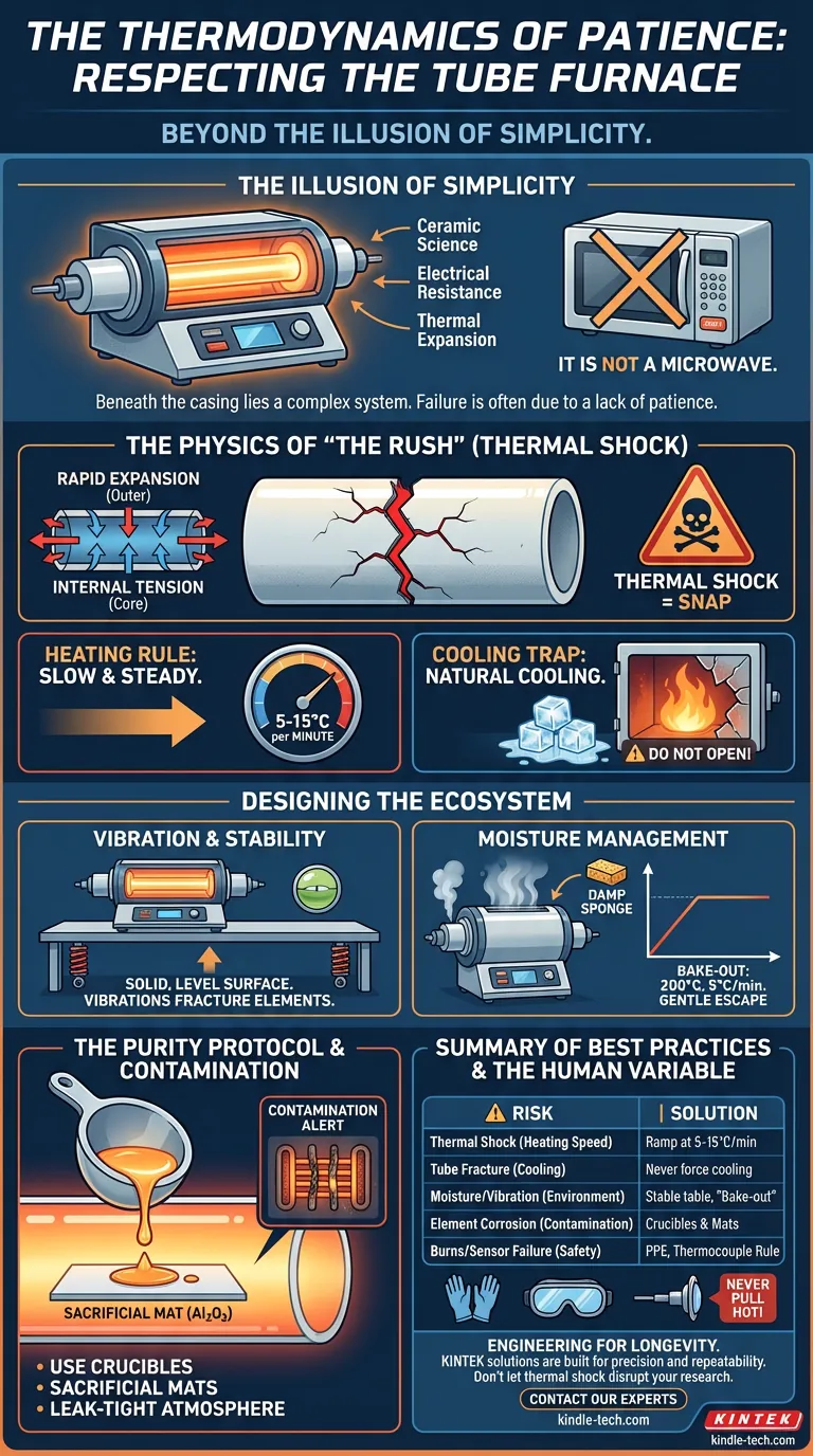 The Thermodynamics of Patience: Respecting the Tube Furnace Visual Guide