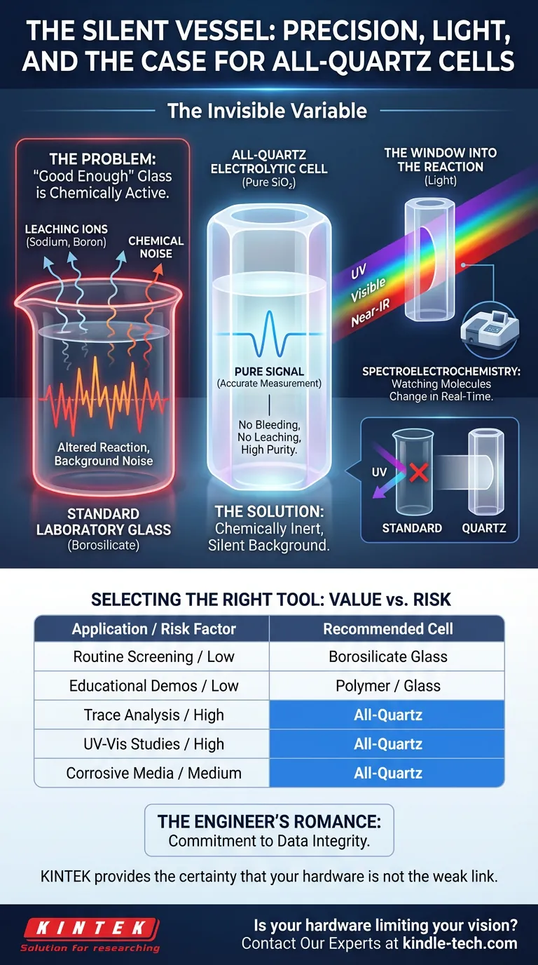 الوعاء الصامت: الدقة والضوء والحجة للخلايا المصنوعة بالكامل من الكوارتز دليل مرئي