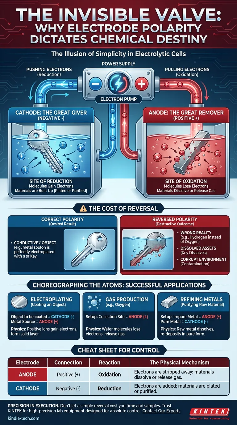 A Válvula Invisível: Por Que a Polaridade do Eletrodo Dita o Destino Químico Guia Visual