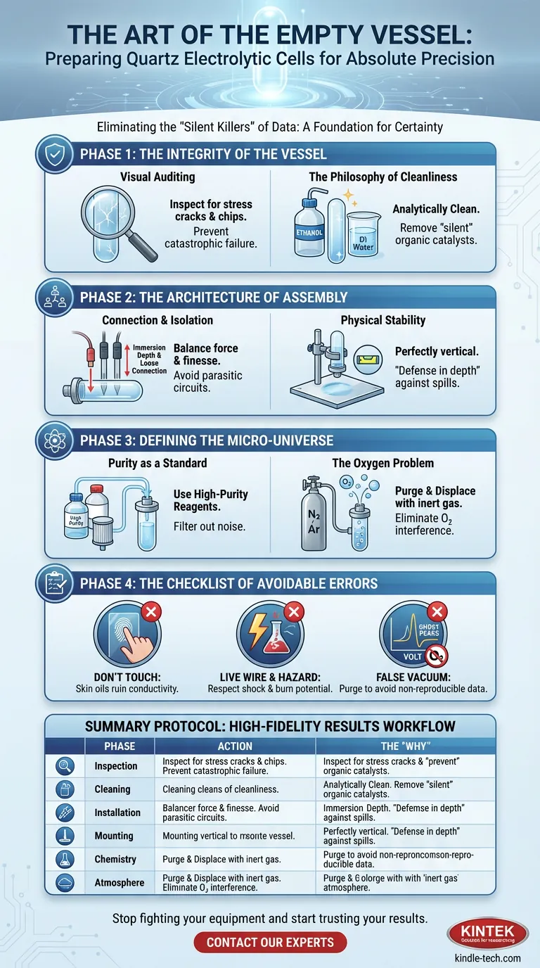 Die Kunst des leeren Gefäßes: Vorbereitung von Quarz-Elektrolysezellen für absolute Präzision Visuelle Anleitung