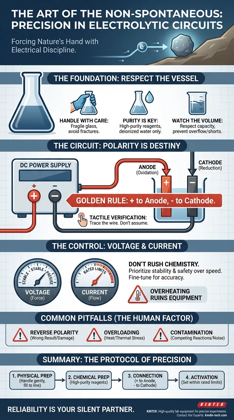 비자발적 과정의 기술: 전기분해 회로의 정밀도 시각적 가이드