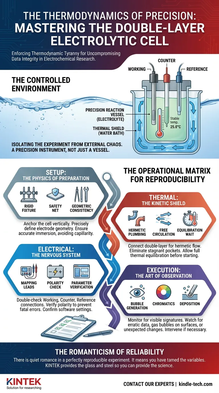 La Termodinámica de la Precisión: Dominando la Celda Electrolítica de Doble Capa Guía Visual