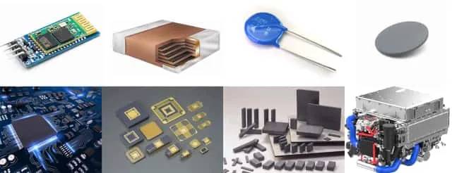 Applicazioni isostatiche a caldo (chip ibridi, laminazioni MLCC, componenti Bluetooth, celle a combustibile, elettronica medica e impianti, PZT (trasduttori piezoelettrici) multistrato, LTCC), varistori, ferriti, dispositivi di filtraggio elettronico)