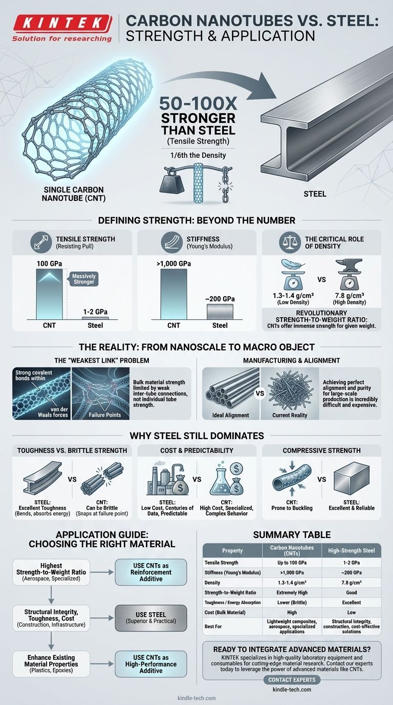 ما مدى قوة الأنابيب النانوية الكربونية مقارنة بالفولاذ؟ إطلاق العنان لإمكانات أقوى المواد دليل مرئي