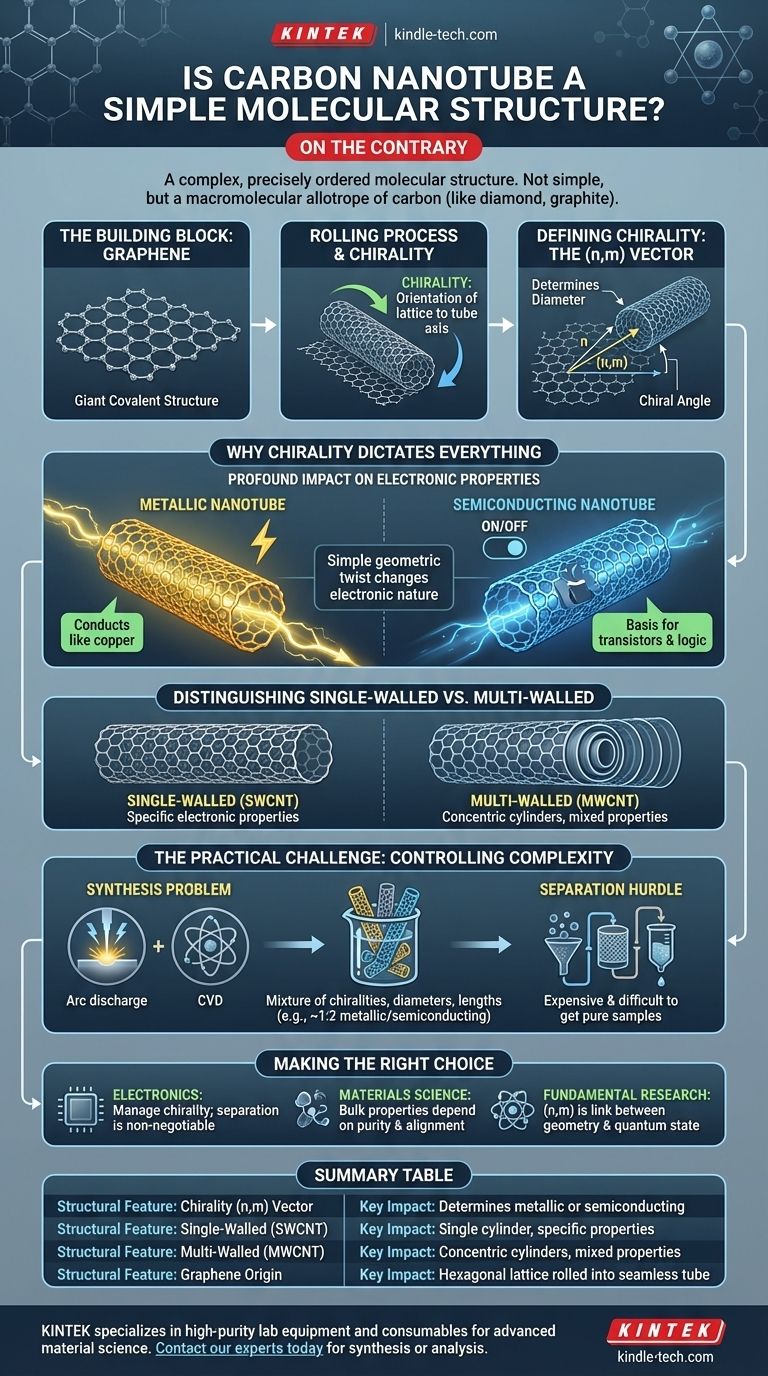 هل الأنابيب النانوية الكربونية ذات بنية جزيئية بسيطة؟ الكشف عن البنية الذرية المعقدة دليل مرئي