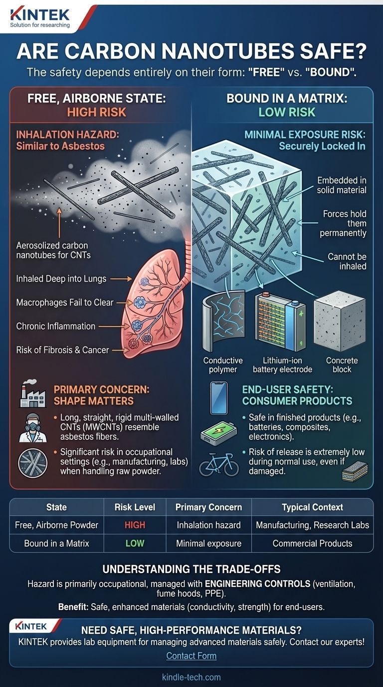 탄소나노튜브는 사용하기에 안전한가요? 결합된 CNT와 자유로운 CNT의 중요한 차이 이해하기 시각적 가이드