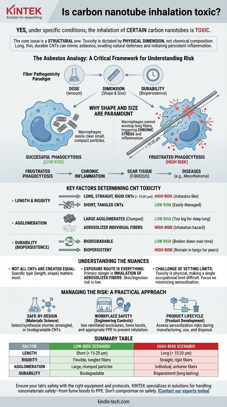 カーボンナノチューブの吸入は有害ですか？長く、硬いナノチューブのアスベスト様リスクを理解する ビジュアルガイド