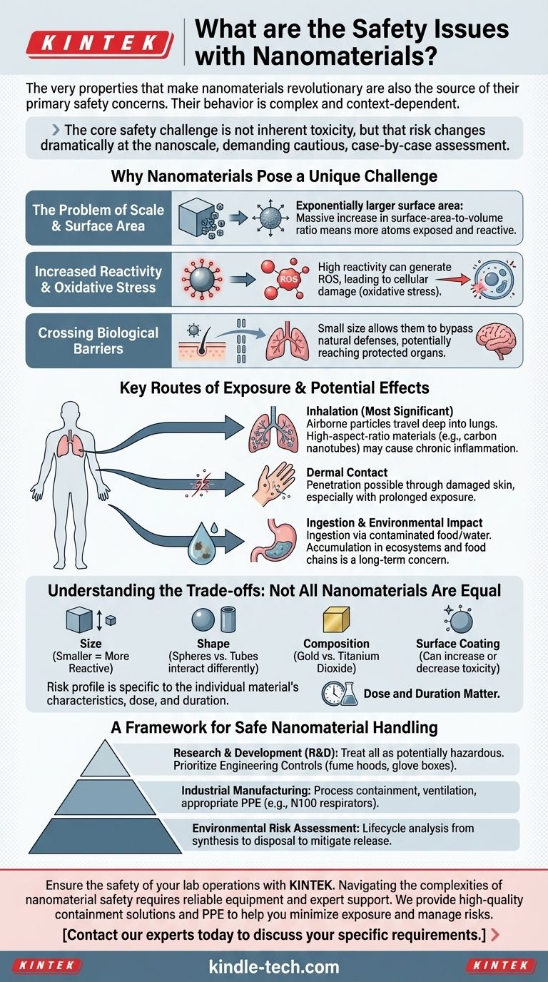 Quels sont les problèmes de sécurité liés aux nanomatériaux ? Naviguer dans les risques uniques des matériaux à l'échelle nanométrique Guide Visuel