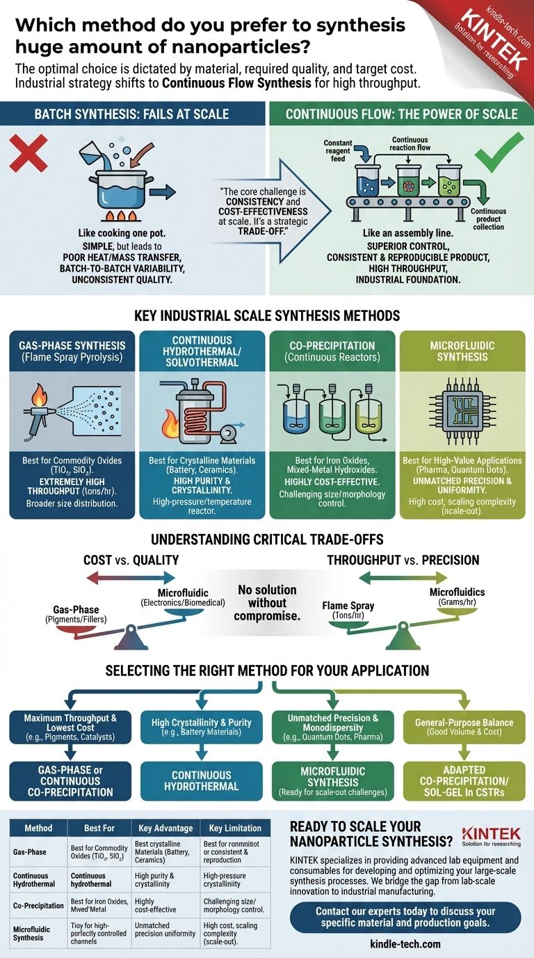Which method do you prefer to synthesis huge amount of nanoparticles? Scaling Industrial Production Visual Guide