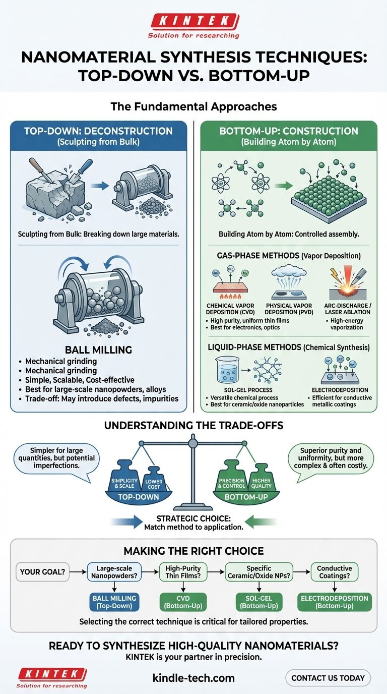 What are different techniques to synthesize nanomaterials? Top-Down vs. Bottom-Up Methods Explained Visual Guide
