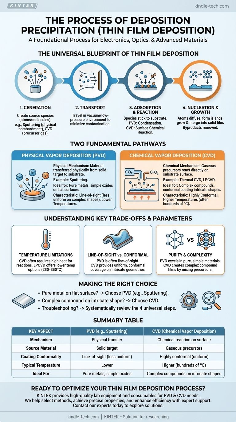 What is the process of deposition precipitation? A Guide to Thin Film Deposition Fundamentals Visual Guide