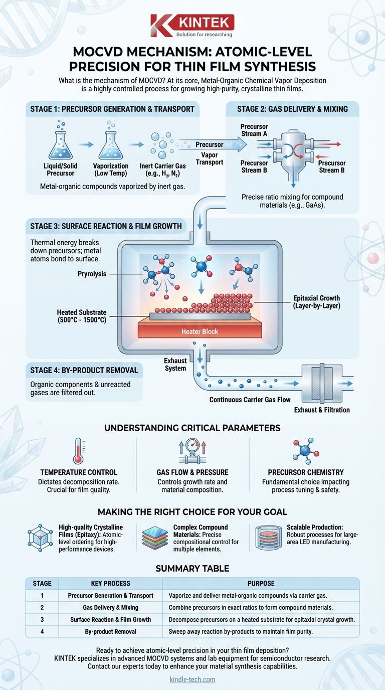 Was ist der Mechanismus der MOCVD? Präzise Dünnschichtabscheidung für Hochleistungshalbleiter Visuelle Anleitung