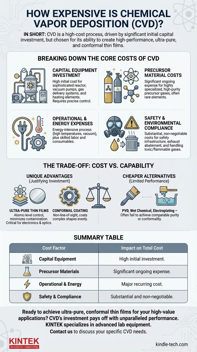ما مدى تكلفة الترسيب الكيميائي للبخار؟ فهم التكلفة الحقيقية للطلاء عالي الأداء دليل مرئي