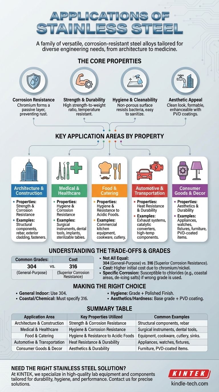 Quali sono le applicazioni dell'acciaio inossidabile? Scopri la sua versatilità per il tuo progetto Guida Visiva