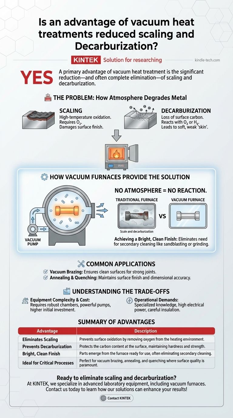 Ist ein Vorteil von Vakuum-Wärmebehandlungen die reduzierte Zunderbildung und Entkohlung? Erzielen Sie makellose, saubere Metallteile Visuelle Anleitung