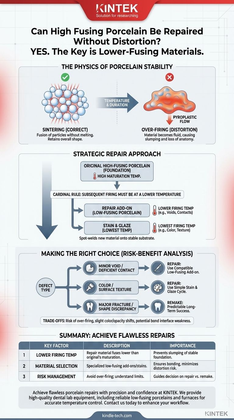高熔瓷可以无变形地修复吗？是的，使用正确的低熔材料和技术可以实现。 图解指南