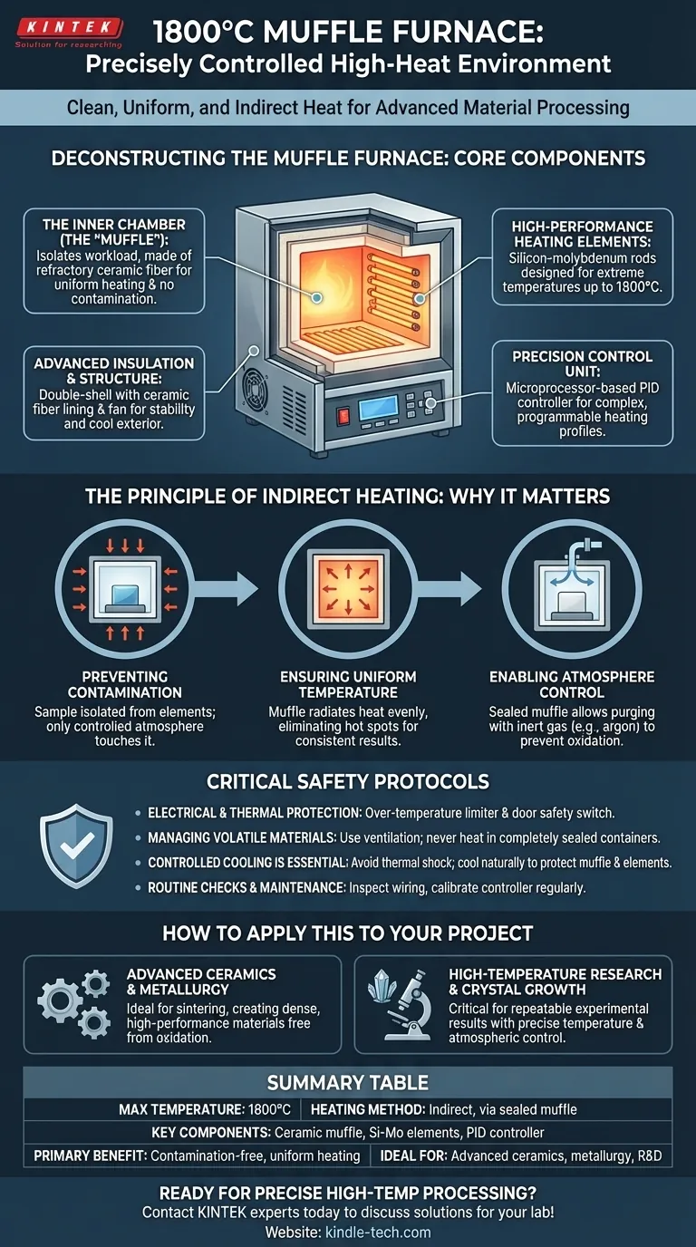 O que é o forno mufla de 1800 graus? Precisão de Alta Temperatura para Materiais Avançados Guia Visual