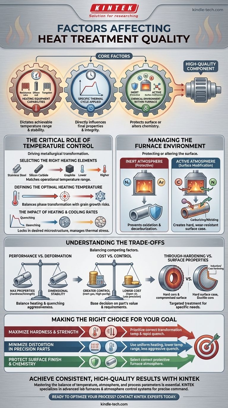 Quali sono i fattori che influenzano la qualità del trattamento termico? Padroneggiare la temperatura, l'atmosfera e il controllo del processo Guida Visiva