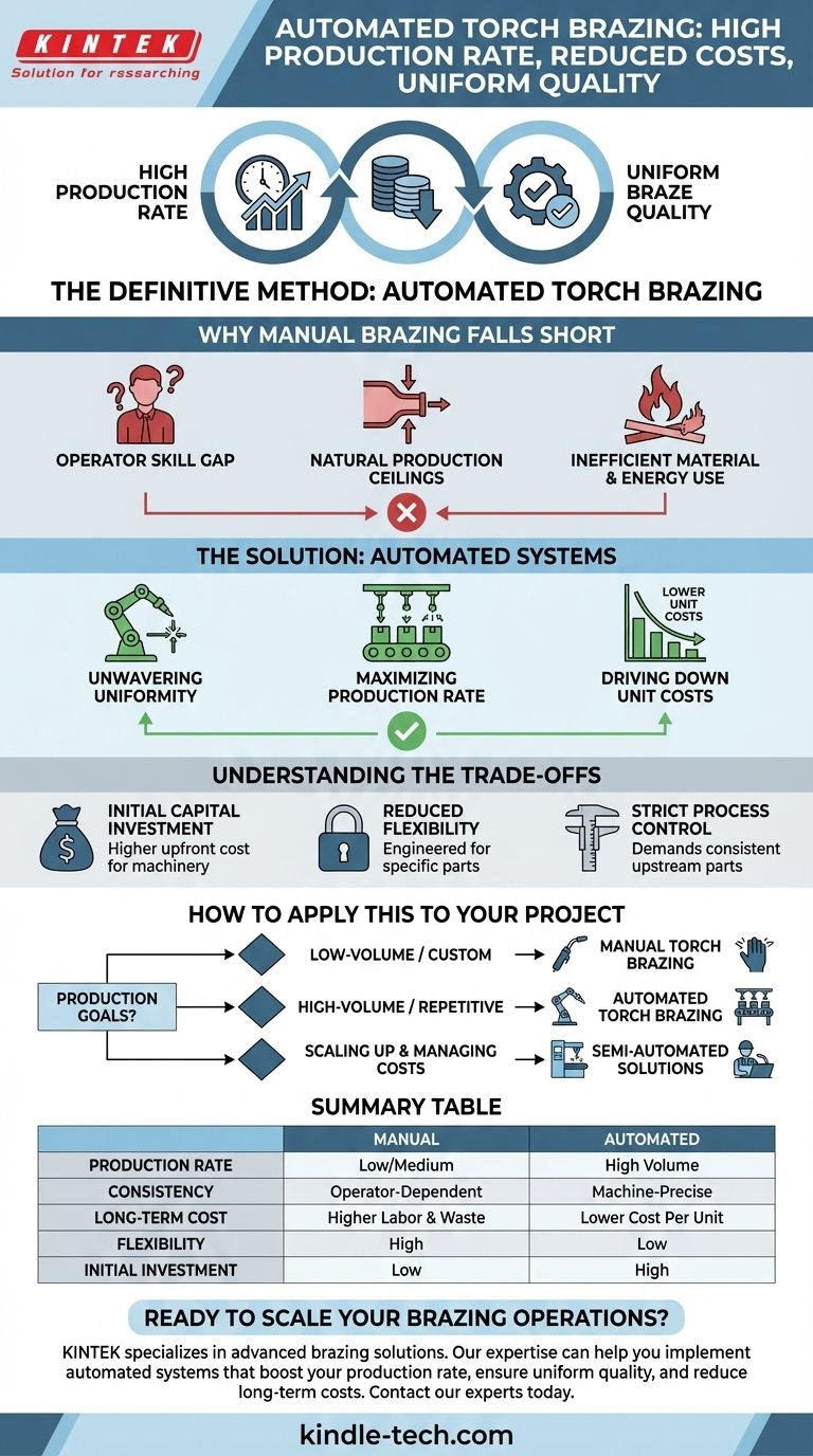 Which torch brazing has a high production rate, reduced costs, and uniform quality? Discover Automated Torch Brazing Visual Guide