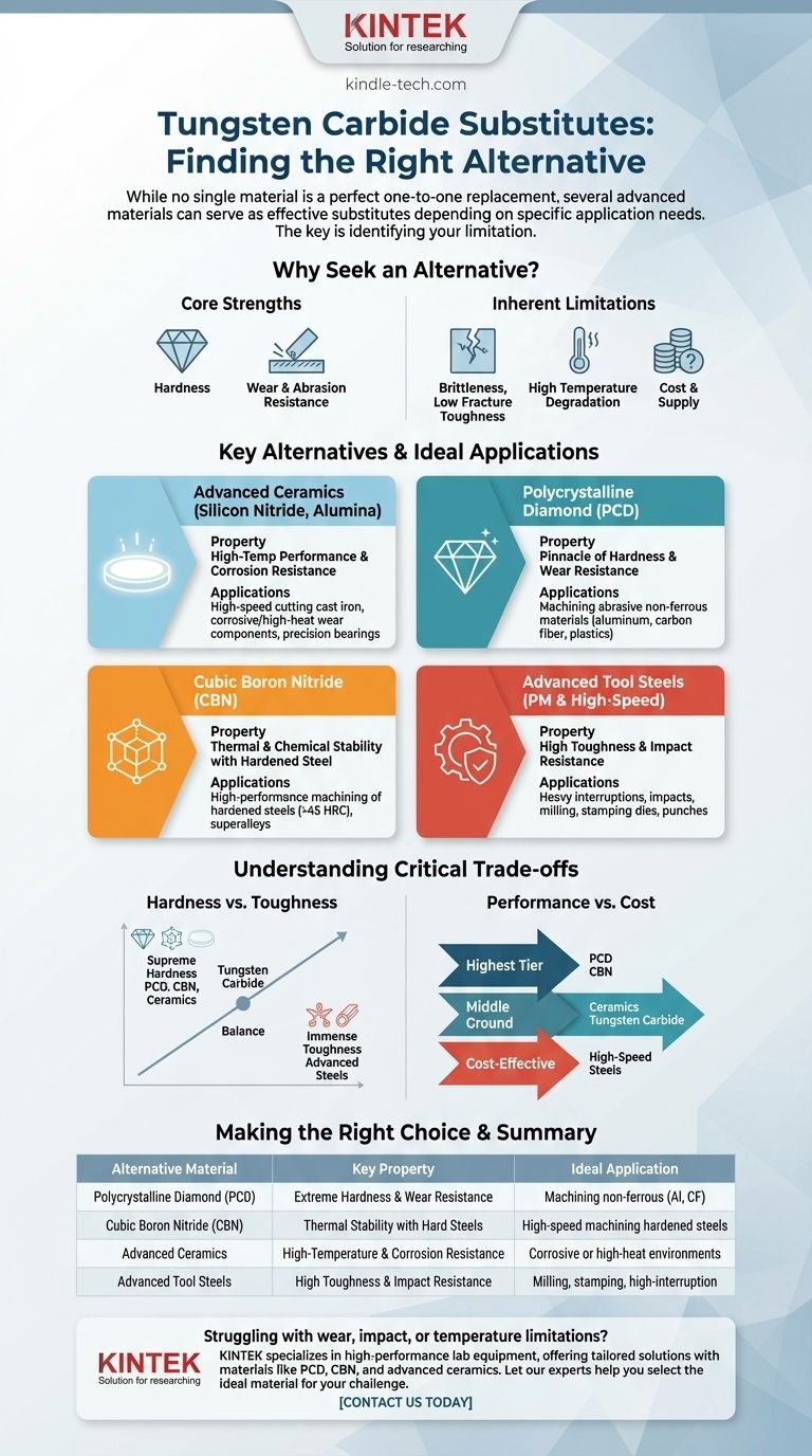 ¿Cuál es un sustituto para el carburo de tungsteno? Explore materiales avanzados para un rendimiento superior Guía Visual