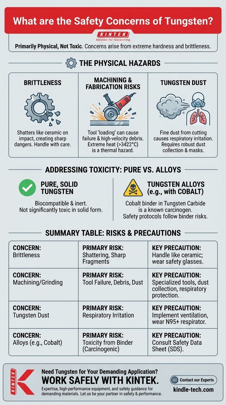 Quali sono le preoccupazioni per la sicurezza del tungsteno? Gestire la fragilità, la polvere e i pericoli della lavorazione meccanica Guida Visiva