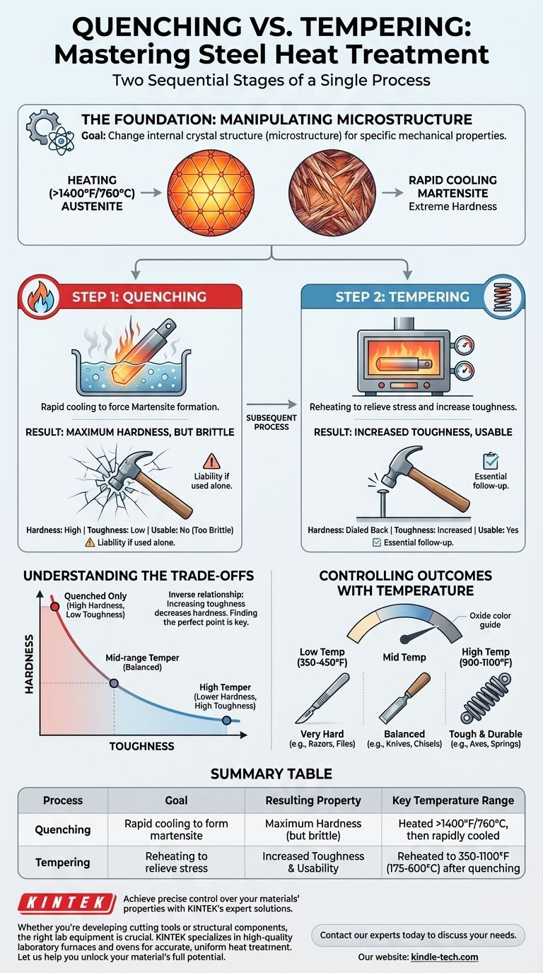 템퍼링과 퀜칭의 차이점은 무엇인가요? 더 강한 강철을 위한 열처리 공정 마스터하기 시각적 가이드