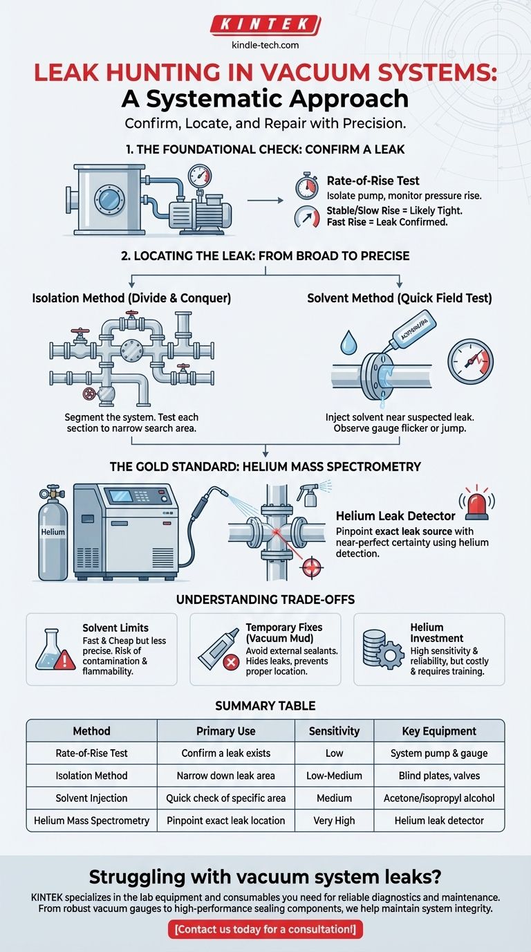 Quais são os métodos usados na caça a vazamentos no sistema de vácuo? Encontre e Corrija Vazamentos de Forma Eficiente Guia Visual