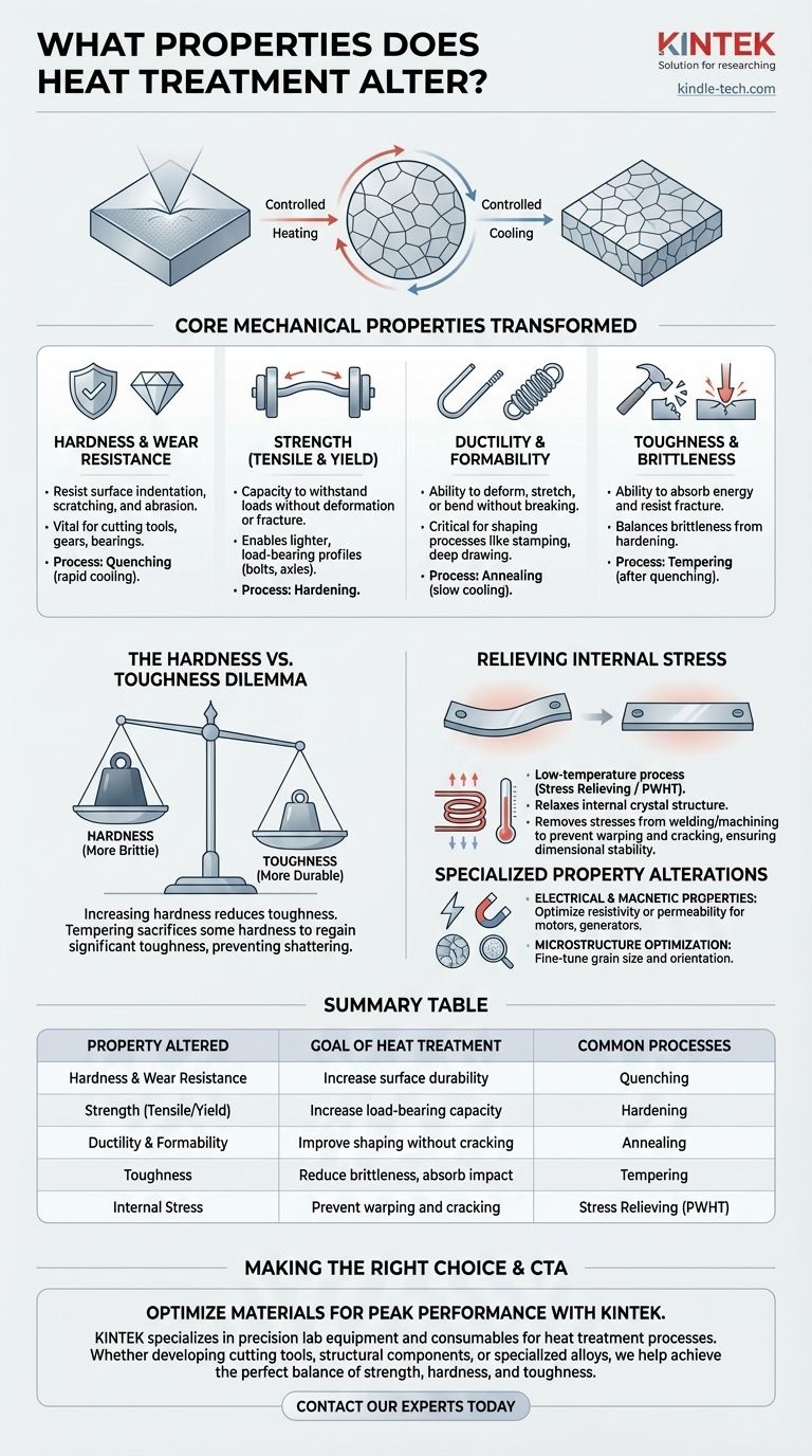 What properties does heat treatment alter? Tailor Material Strength, Hardness, and Toughness for Your Application Visual Guide