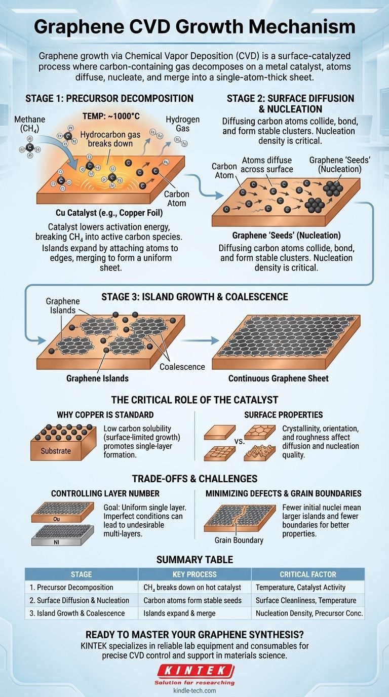 그래핀 CVD의 성장 메커니즘은 무엇인가요? 고품질 필름 합성의 비밀을 밝히다 시각적 가이드
