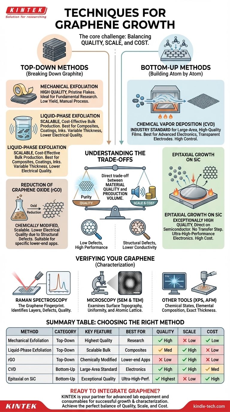 What are the techniques for graphene growth? A Guide to Top-Down and Bottom-Up Methods Visual Guide