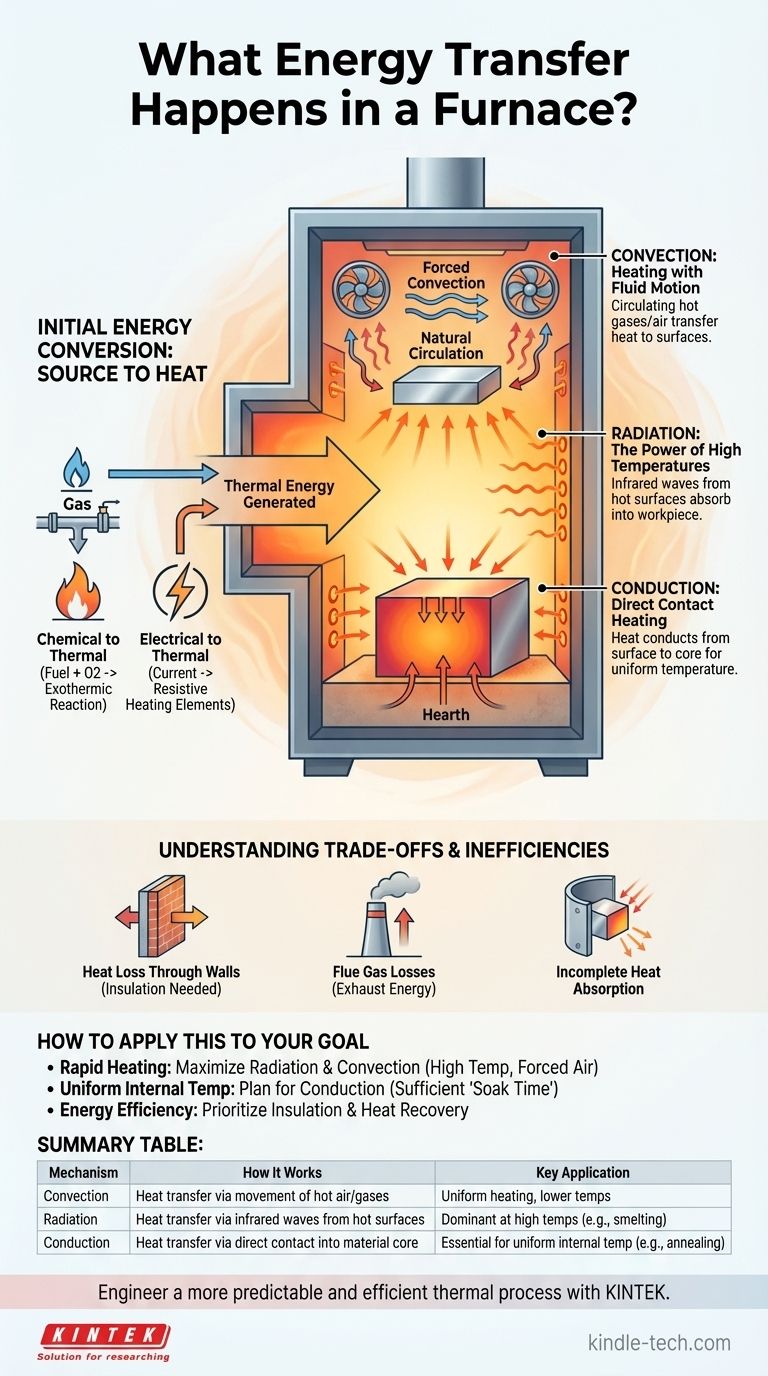 Welcher Energietransfer findet in einem Ofen statt? Beherrschen Sie Konvektion, Wärmeleitung und Strahlung für Ihren Prozess Visuelle Anleitung