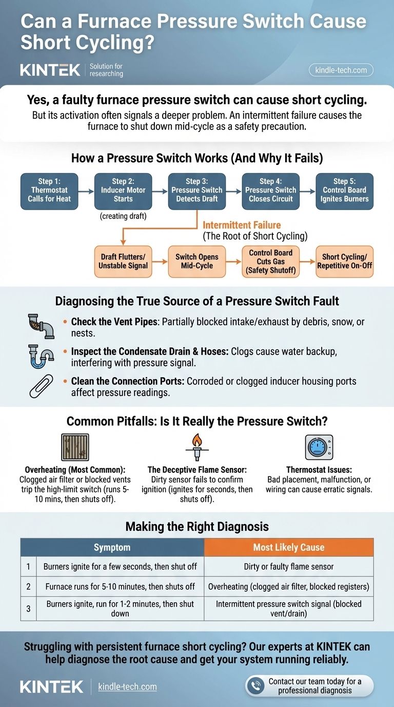 هل يمكن أن يتسبب مفتاح ضغط الفرن في دورات تشغيل قصيرة؟ تشخيص السبب الحقيقي للانقطاعات المتقطعة دليل مرئي