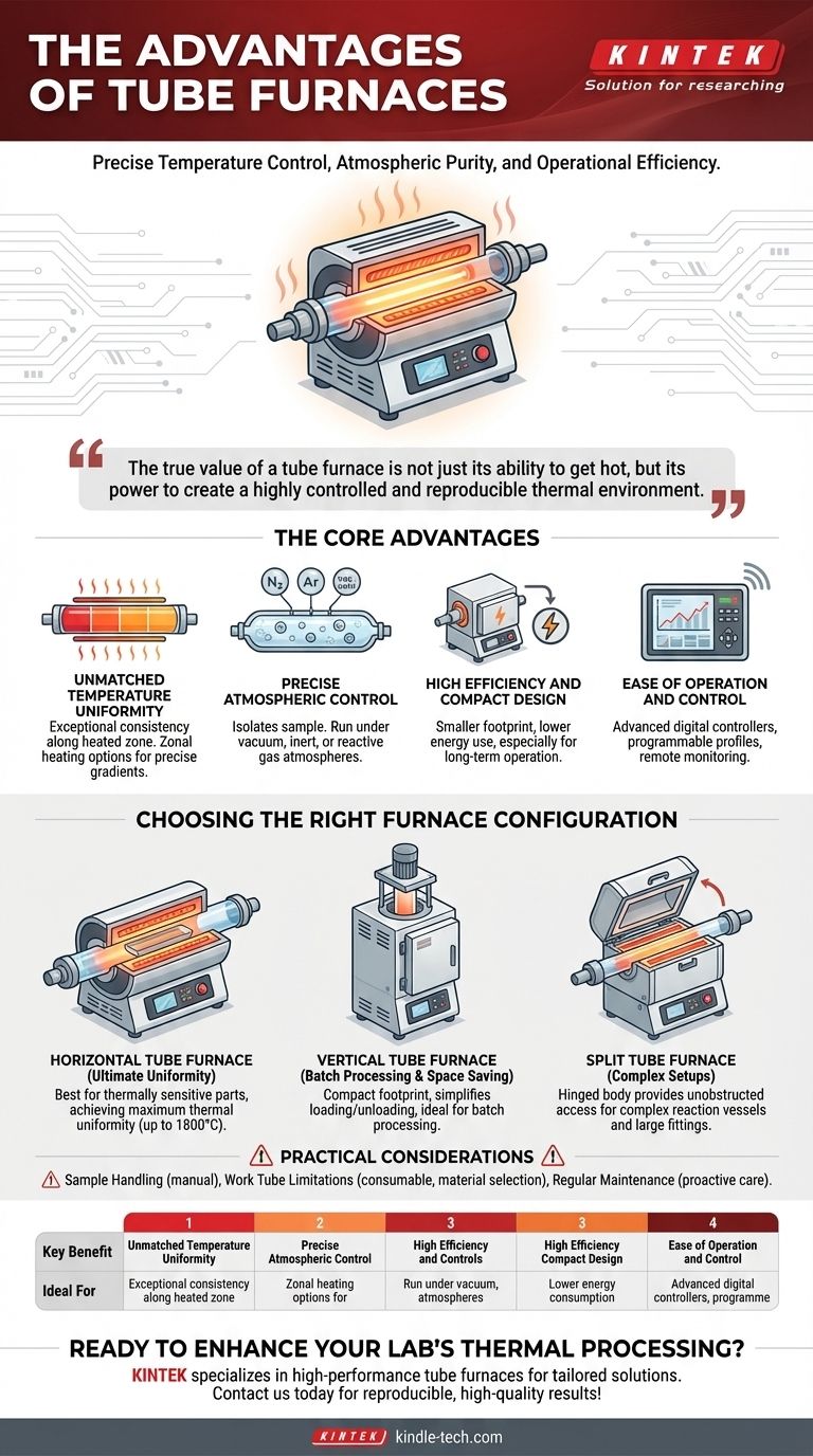 Quali sono i vantaggi di un forno a tubi? Ottenere un controllo termico e una purezza superiori Guida Visiva