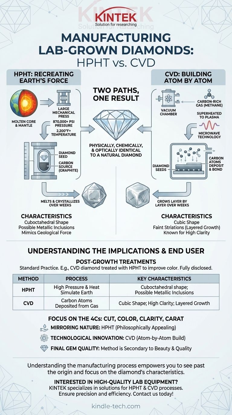 Comment fabrique-t-on les diamants cultivés en laboratoire ? Découvrez les méthodes HPHT et CVD Guide Visuel